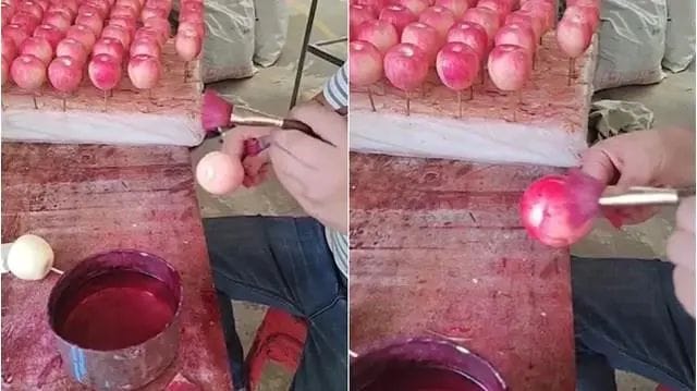 Shopkeeper seen coloring apples, video goes viral on social media, watch