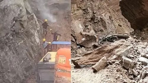 Boulders fell from the hill on the workers who were opening the Badrinath highway, they ran here and there to save their lives