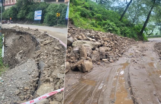 Kedarnath highway near Vidya Dham of Guptkashi in Rudraprayag sank 20 meters, difficulties of passengers increased