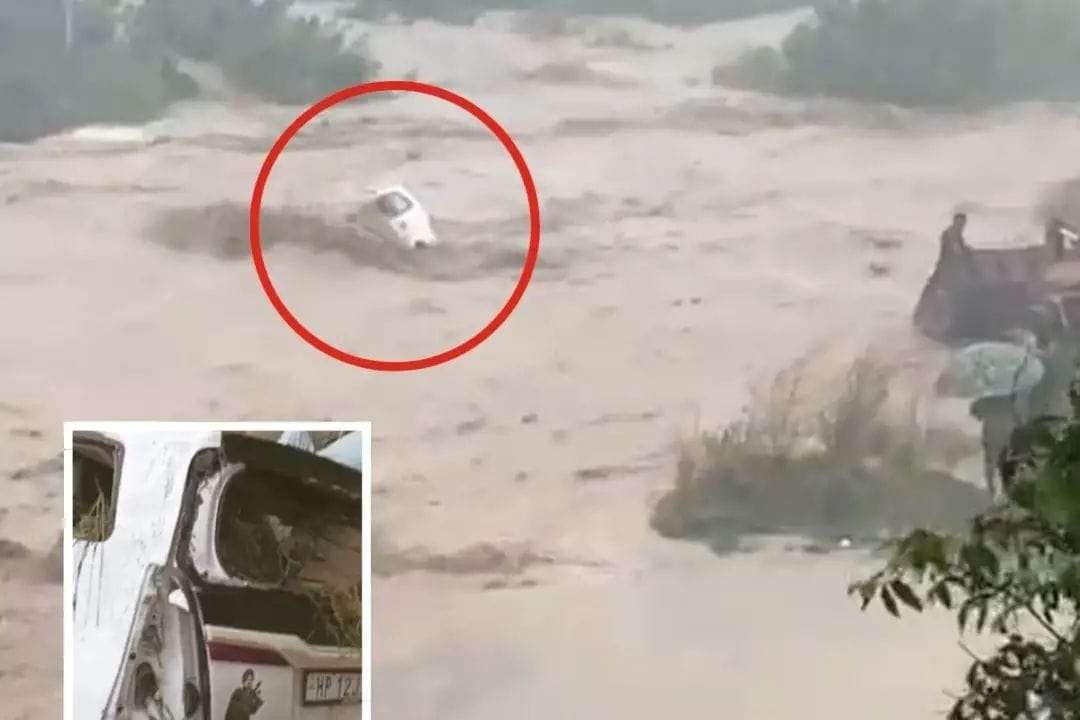 The family was returning from a wedding ceremony when a big accident happened, the car was swept away by the strong water in Jejo Khad, watch the video that surfaced