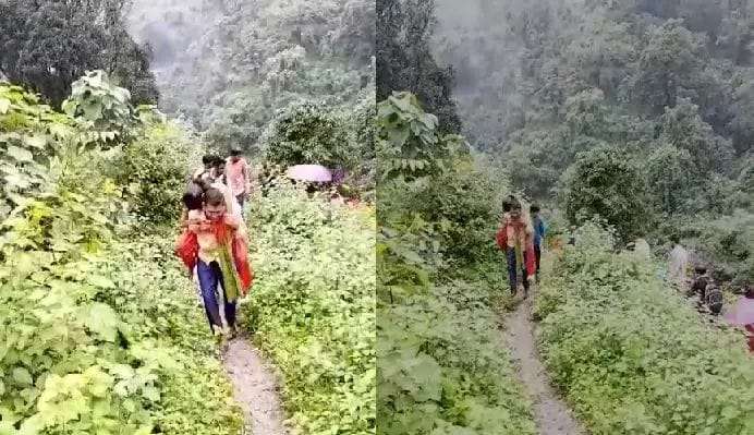 Uttarakhand: A father did his duty very well, walked 22 kilometers and took his daughter to the hospital on his back