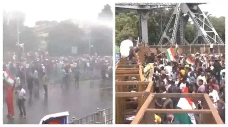 Demand for resignation against Chief Minister Mamata in West Bengal, students became furious on Howrah Bridge, broke the iron wall