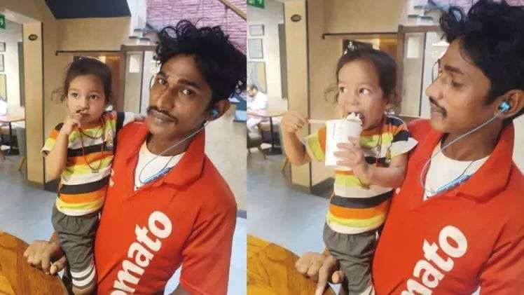 When Zomato delivery boy posted his photo with his daughter, everyone praised him, Starbucks manager even said this