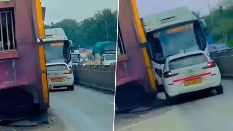 The cab driver took his car in the wrong lane, then the bus driver taught him such a lesson that he will never forget it, the video went viral