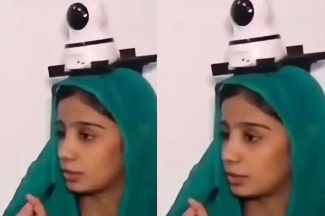 Life is difficult for Pakistani girls, their family members have put CCTV cameras on their heads for their safety, this video has created a stir