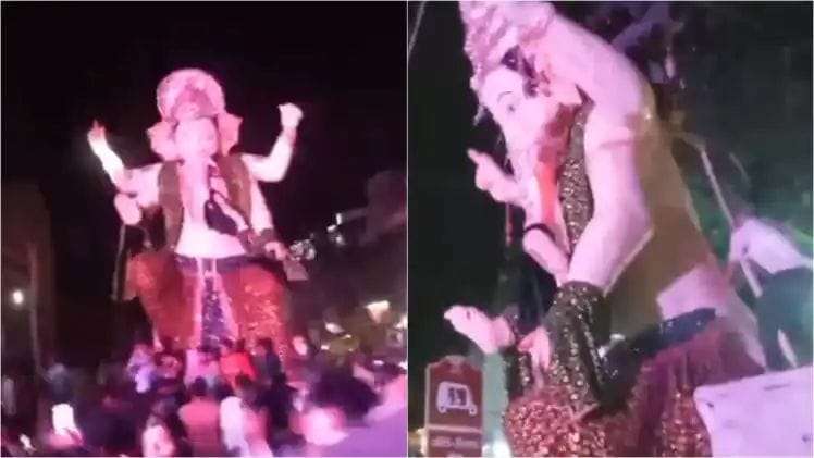 A big accident happened during Ganpati festival in Gwalior, 25 feet tall Ganesha idol fell down uncontrollably