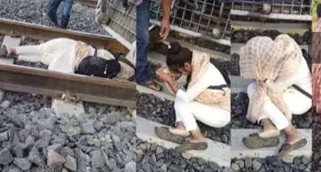 A student tried to commit suicide by jumping in front of a train in Motihari, Bihar, then people saved her life like this