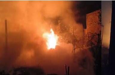 A huge fire broke out in a junk warehouse here, causing panic, property worth lakhs burnt to ashes