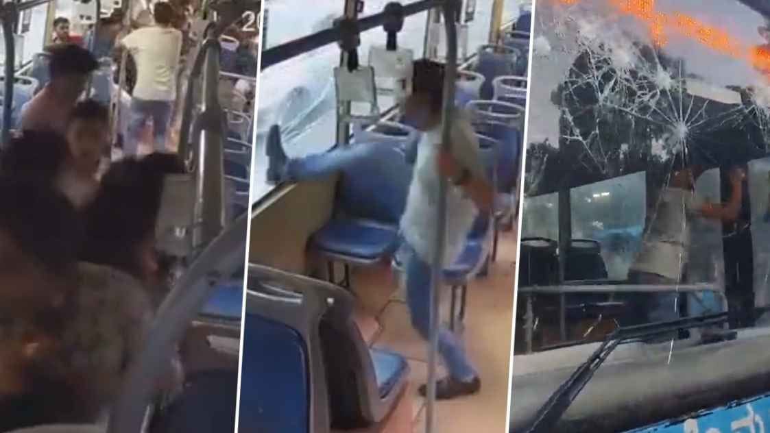 After losing his job, a frustrated youth first argued with the BMTC bus conductor and then attacked him with a knife, watch this video