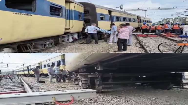 Once again a railway accident happened, two coaches derailed, causing chaos