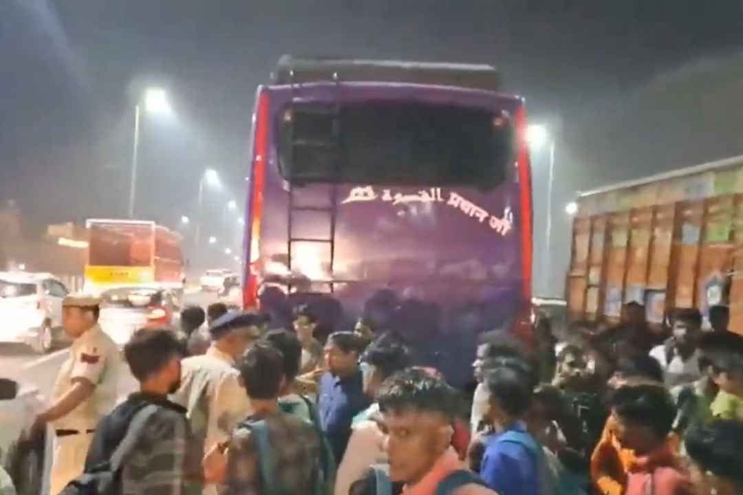 300 people were crammed in a private bus, they were going home for Diwali, the bus caught fire on the way, causing a stir