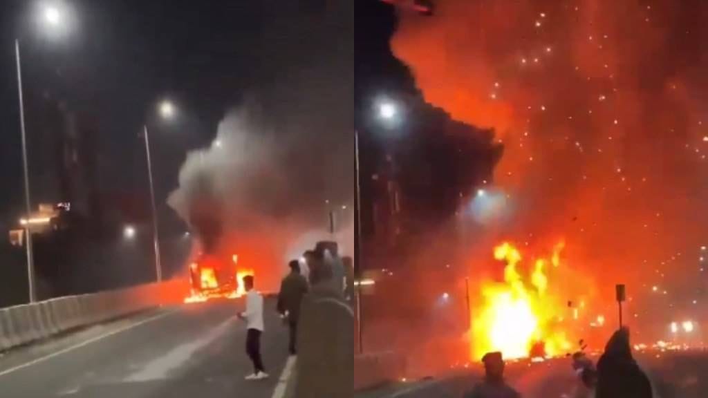 Ambulance carrying a pregnant woman caught fire, blown to pieces, see video