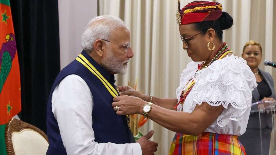 PM Modi received Dominica's top civilian award, President Burton honored him