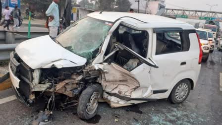 Police inspector's car collides with a truck parked on the roadside, his wife's condition is critical