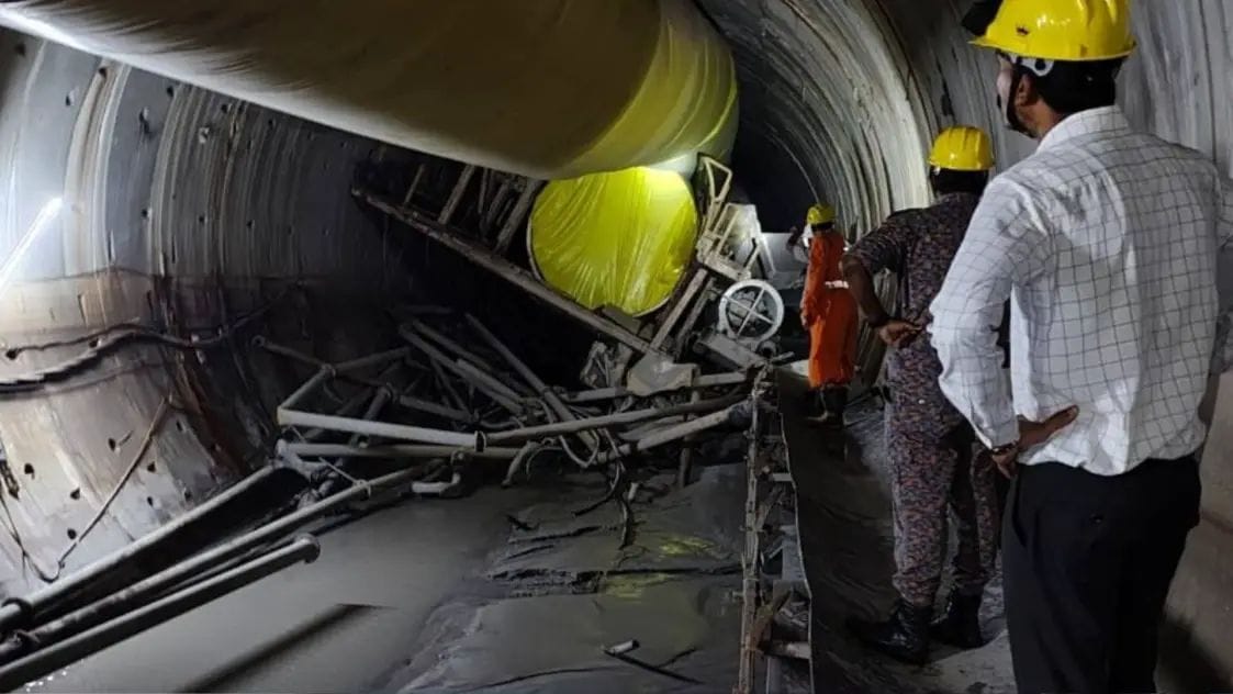 SLBC tunnel accident in Nagarkurnool, Telangana: 8 people trapped