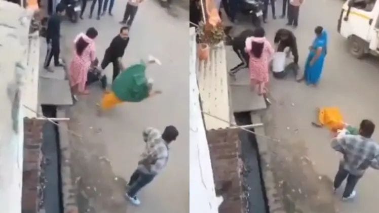 In Deoria, a bully beat up an elderly couple in the middle of the road